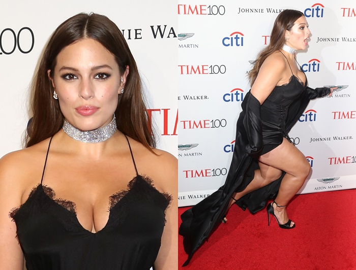 人気ぽっちゃりモデル、ヒールで危うく転びそうに!笑顔で乗り切る姿に癒される