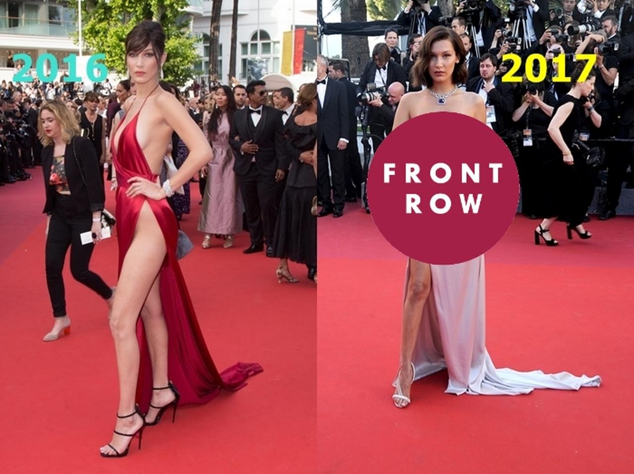 超セクシーなドレス姿のベラ・ハディッドをカンヌ映画祭で激写!途中ハプニングも!?