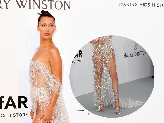 ベラ・ハディッド、カンヌで美脚があらわの透けドレスで視線をくぎづけに