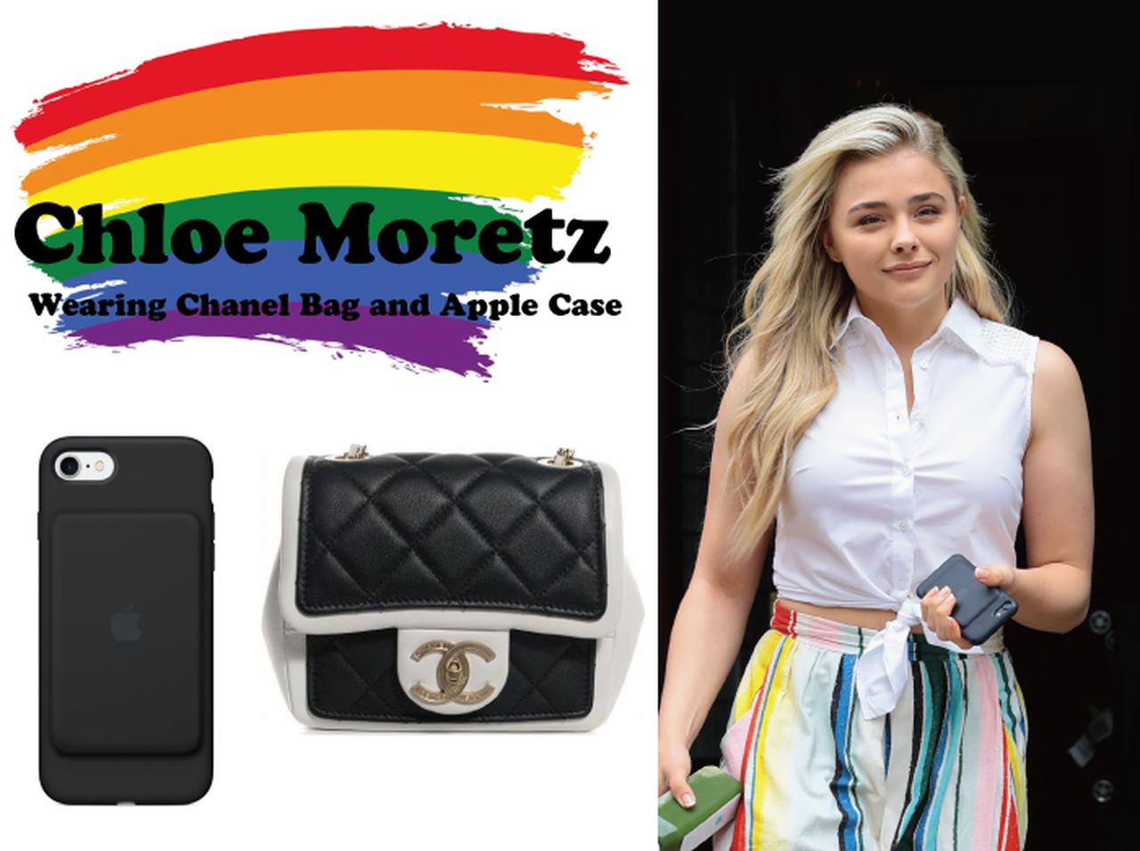 【セレブの私服】クロエ・モレッツの白シャツ＋ストライプスカートのPOPなサマーコーデ