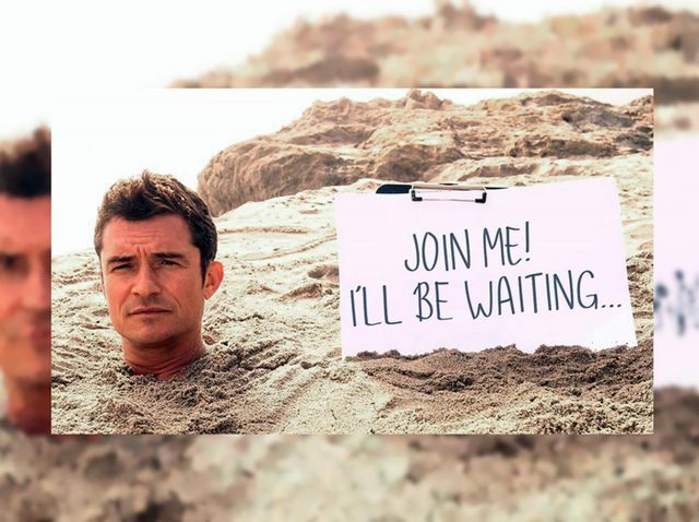 オーランド・ブルーム砂に全身埋まり「一緒に遊ぼうよ！ここで待っているから…」