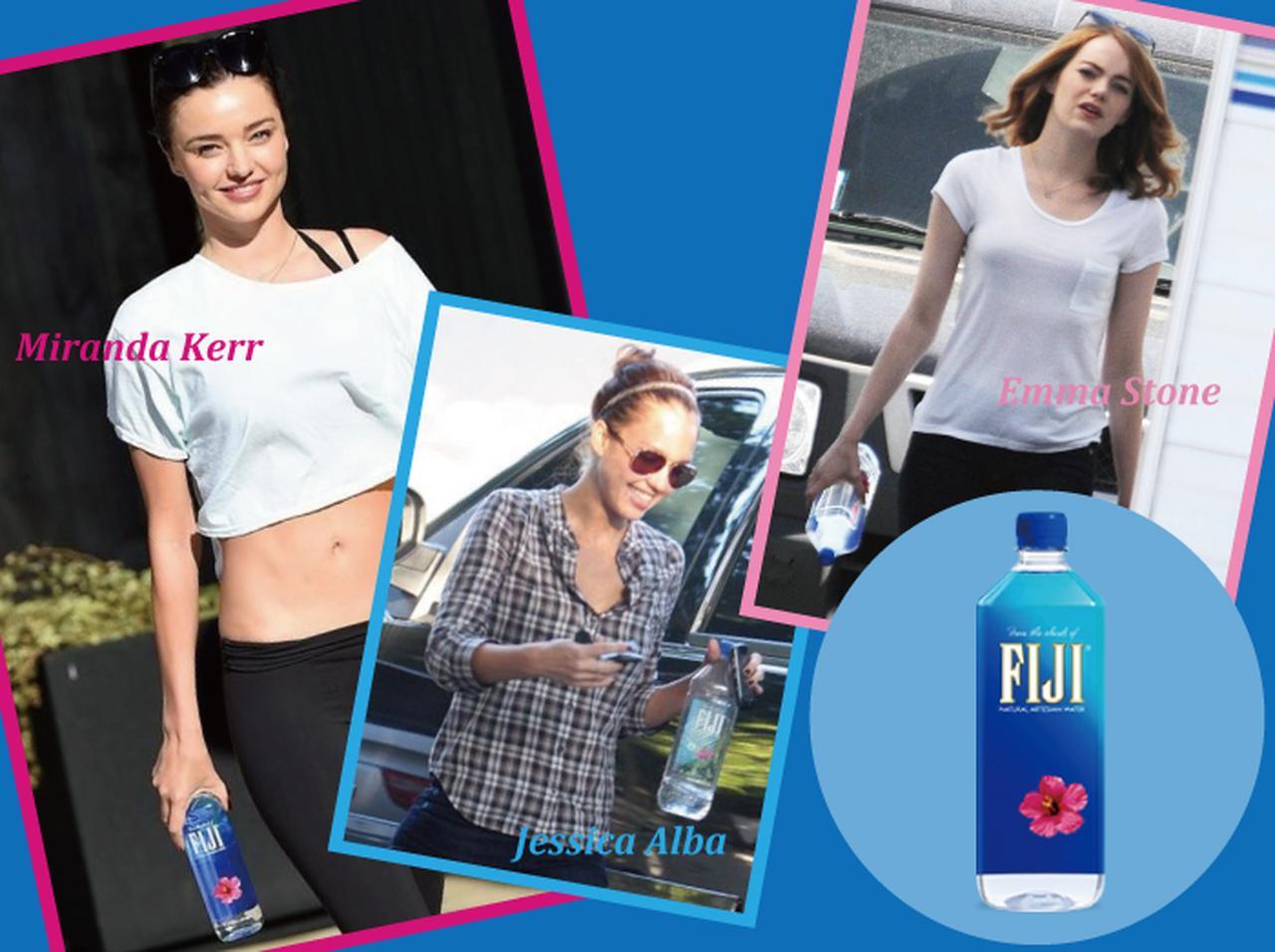 ＜セレブの手元にはこのボトル！＞
海外セレブにフィジーウォーターが「指名」買いされる理由