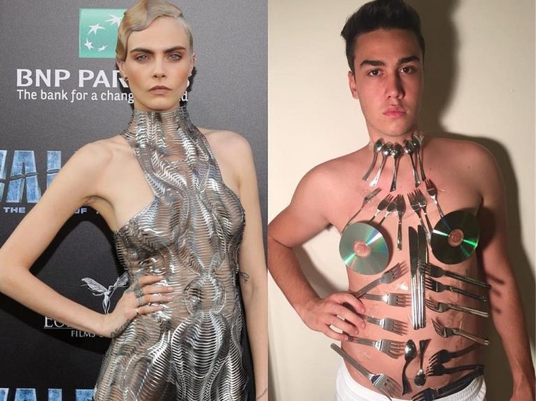 カーラ・デルヴィーニュ、セレブのドレス姿を真似する男性に反応