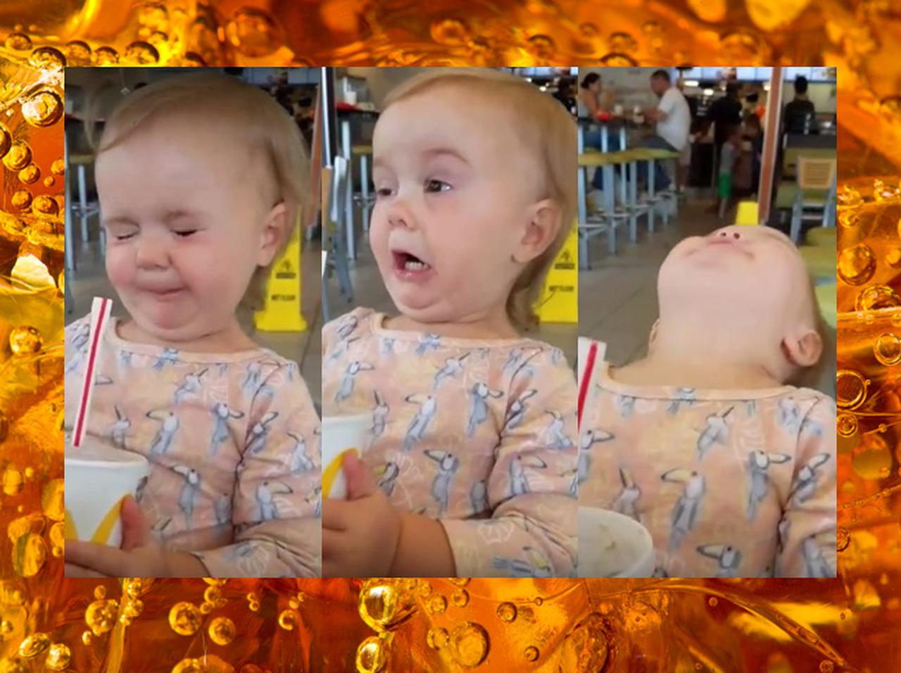 思わずのけぞる!生まれて初めてコーラを飲んだ赤ちゃんの反応が面白すぎ