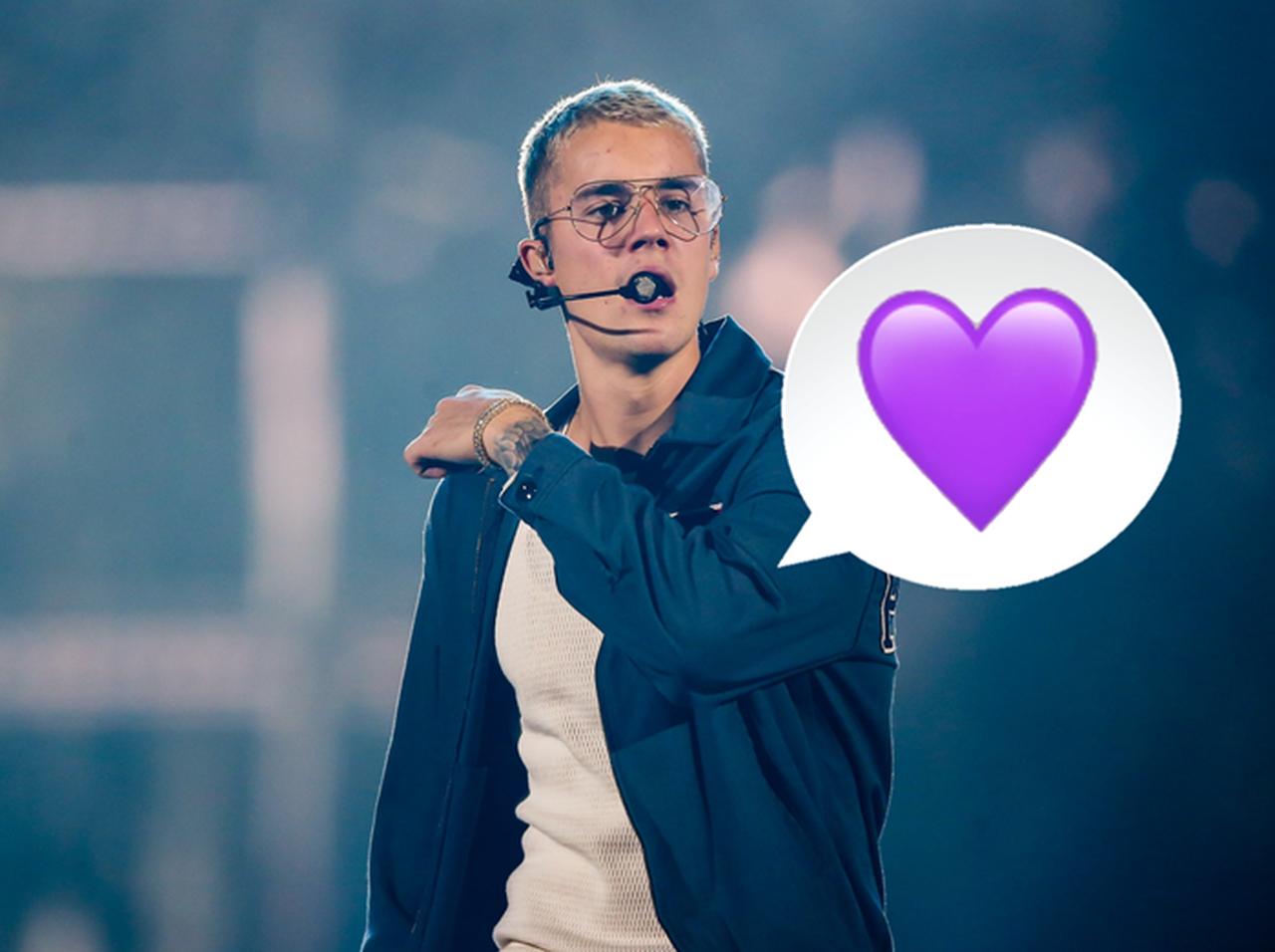 ジャスティン・ビーバーのSNSに広がる「紫色のハート」の絵文字の意味とは?