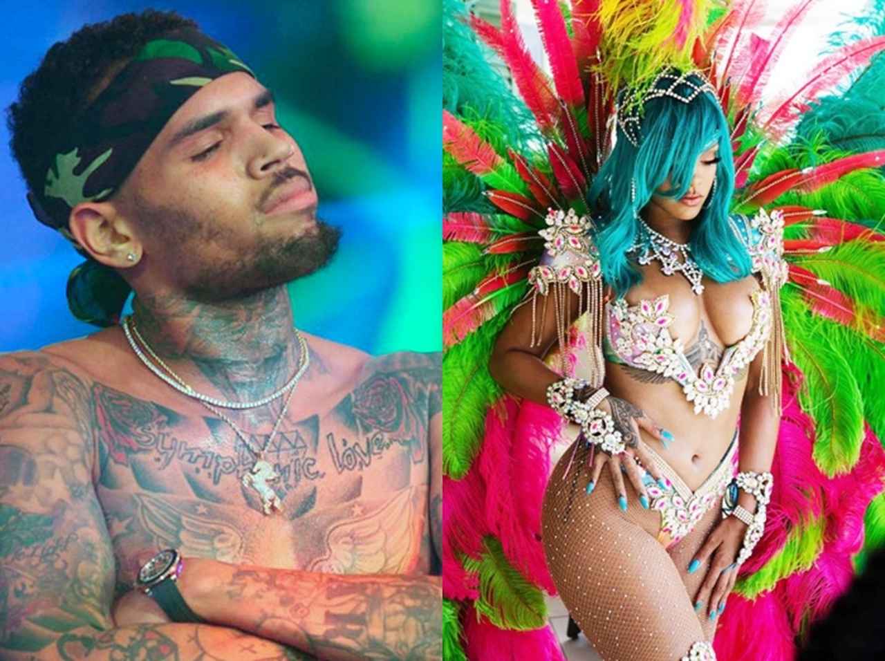 リアーナのセクシーすぎるカーニバル衣装に元彼クリス・ブラウンが思わず反応