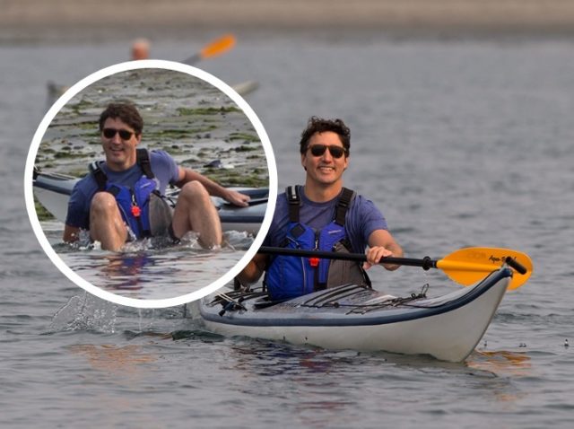 カナダのイケメン首相、カヤックから転落するもジョークを飛ばして自虐ネタに