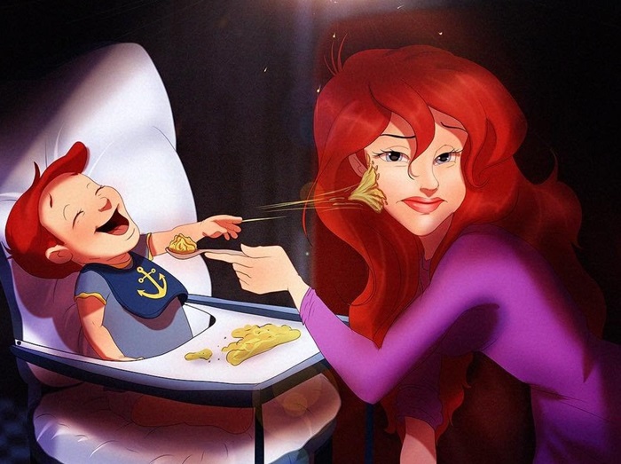 「ディズニープリンセスがママになったら…」将来を描いたイラストが話題