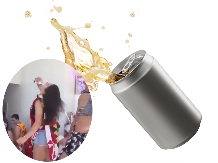 ヤバすぎる!缶ビールを頭で割ってそのまま飲む最強女子が登場