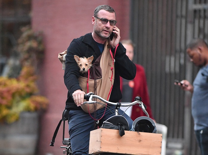 『X-MEN』のリーヴ・シュレイバー、脇に抱える可愛い犬とのギャップがすごい