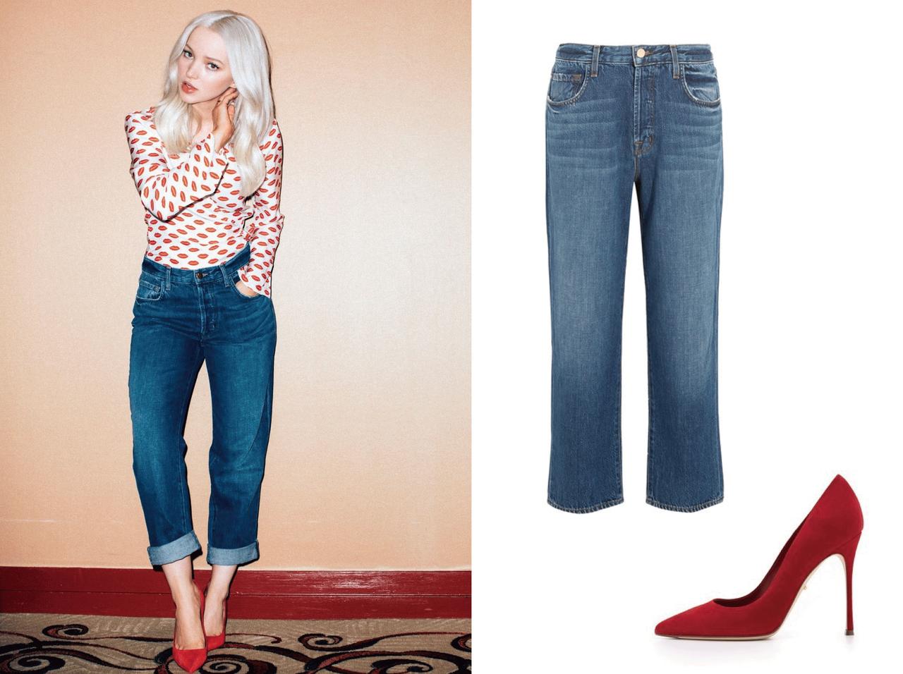 ディズニー女優のダヴ・キャメロン、秋注目のハイライズストレート・デニムを着こなし