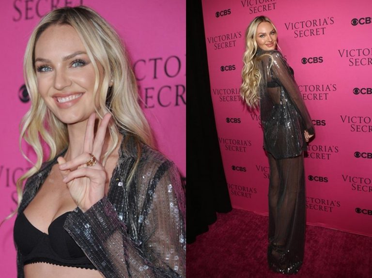 キャンディス・スワネポール、全身スケスケのスーツを完ぺきに着こなす