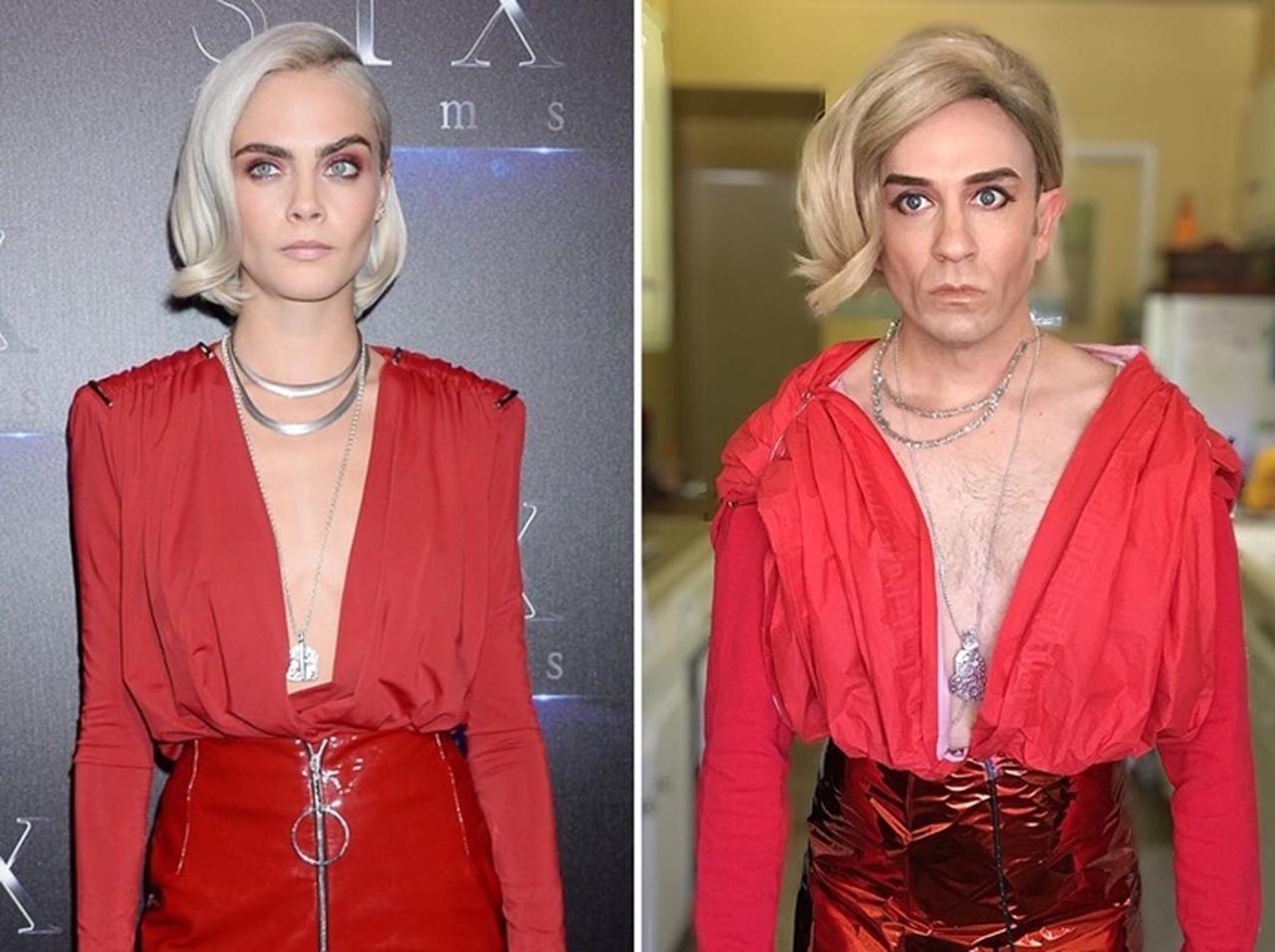 爆笑必至!ある俳優がセレブのファッションを身近にあるもので完コピ