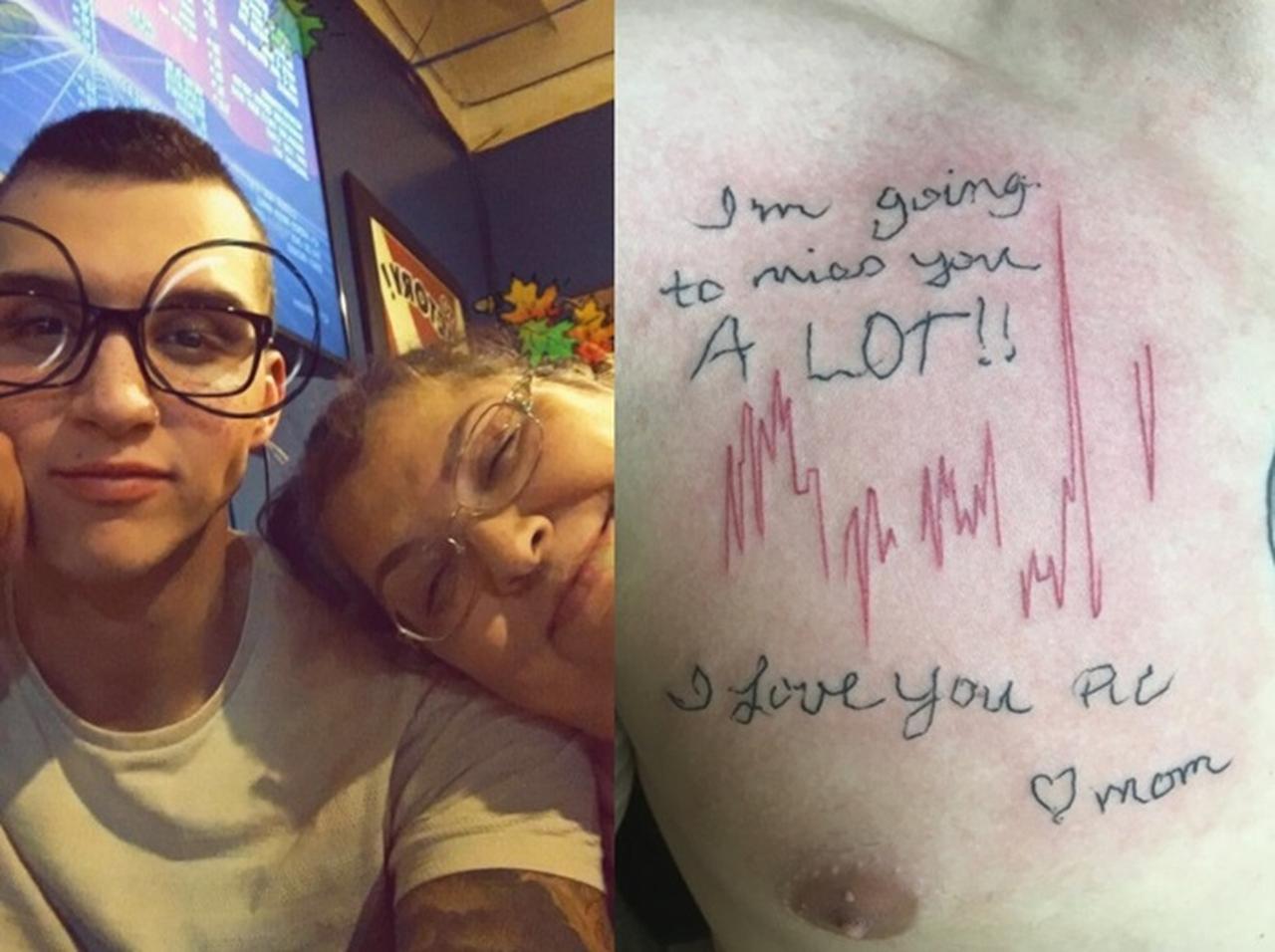 ある男性、母親の亡くなる直前の心電図とメモをタトゥーに刻む