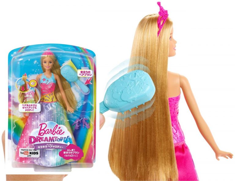 髪をとかすとメロディ4種とライトアップが！「バービー キラキラ ヘアメロディ」3月上旬発売