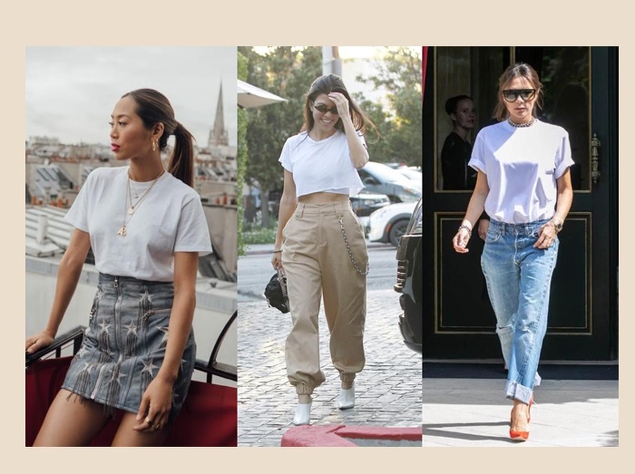 海外セレブに学ぶ、白Tシャツコーデを格上げする方法