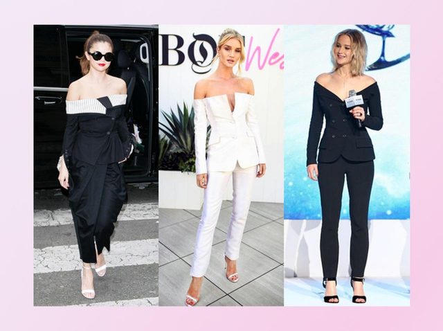 かっちりなのにセクシー！「オフショルダー・スーツ」がじわじわ来てる