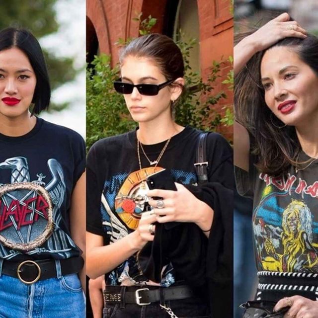 1枚あればオシャレ度アップ！海外セレブのバンドＴシャツのコーデ集