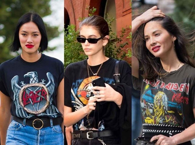 1枚あればオシャレ度アップ！海外セレブのバンドＴシャツのコーデ集