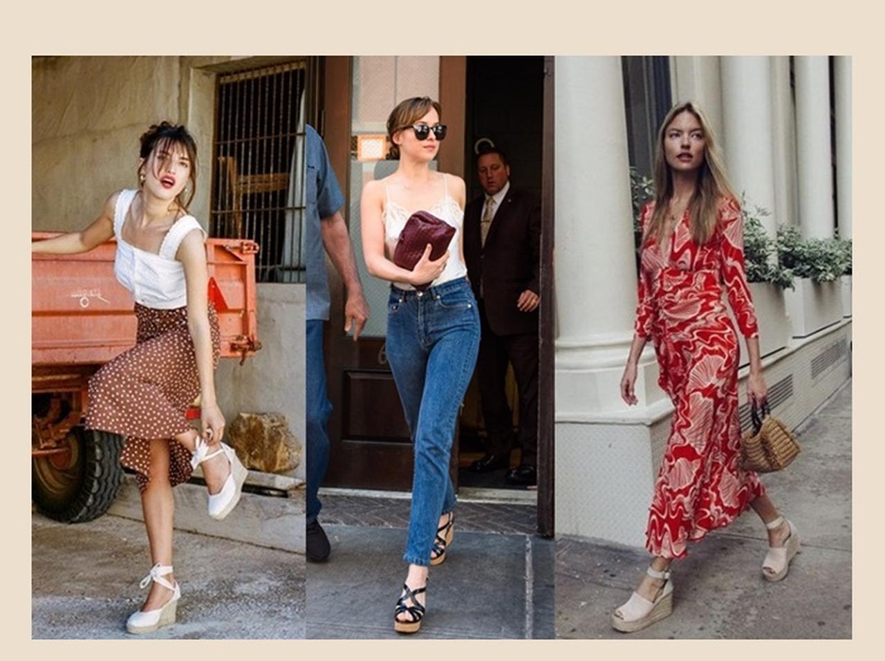 海外セレブに学ぶ、ウェッジソールサンダルのコーデ集