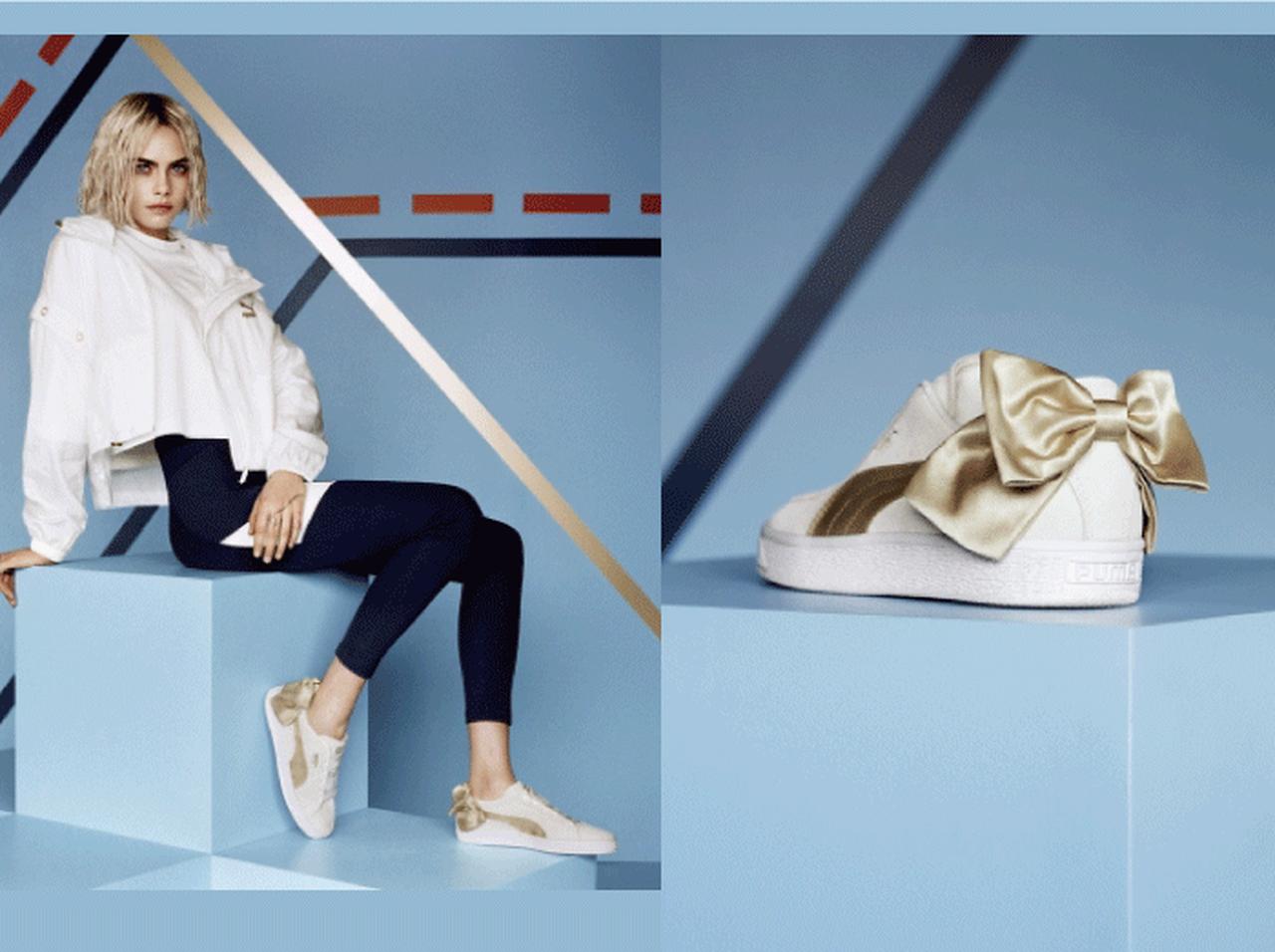 カーラ・デルヴィーニュが履く、プーマのリボンがキュートなBowスニーカー