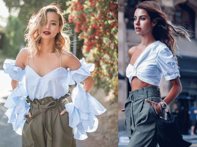 セレブスナップ オリーブグリーンのパンツでワンランク上の着こなし