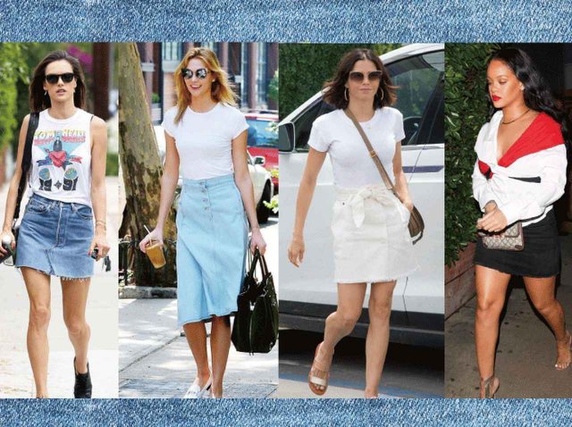定番アイテム「デニムスカート」を、セレブが今年らしく着こなす！