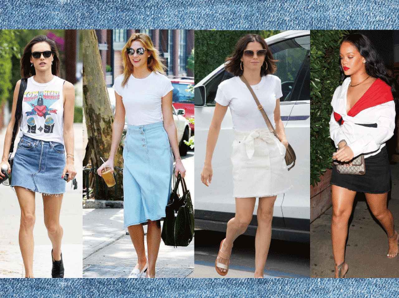 定番アイテム「デニムスカート」を、セレブが今年らしく着こなす!