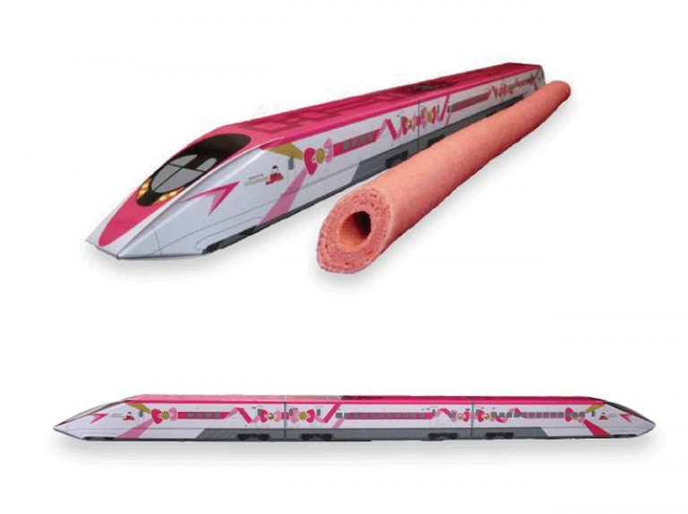 ハローキティ新幹線バームクーヘンが発売、長さ約50cm！
