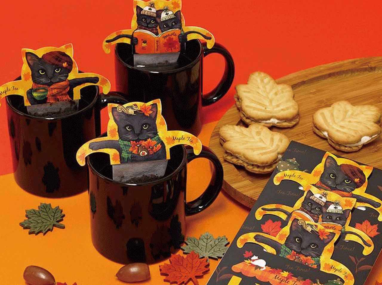 ネコ型ティーバッグ、秋冬の新フレーバー はメープル＆アップル