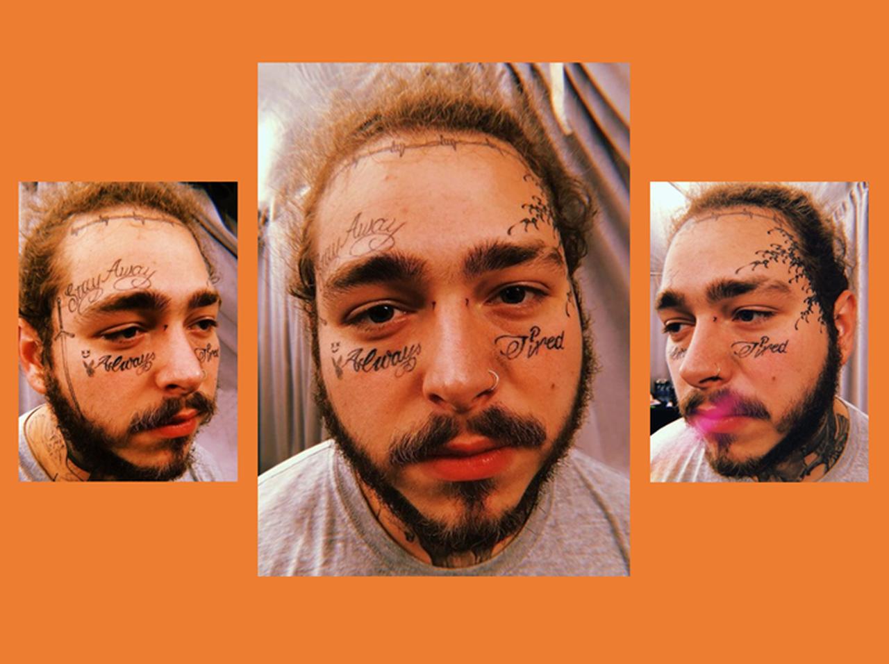 ポスト・マローン、“控えめ”な顔面タトゥーをゲット