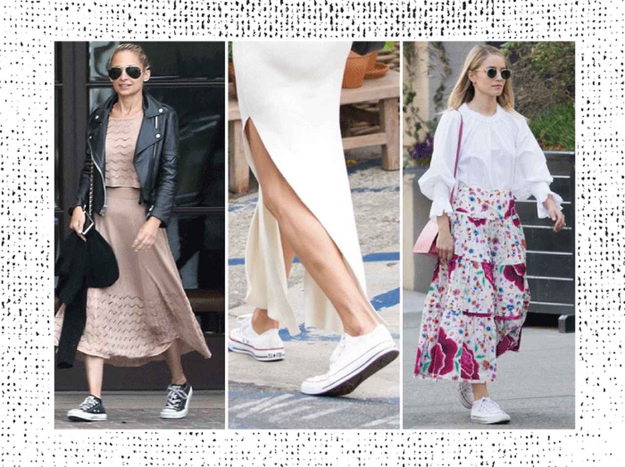 コンバース×スカートで秋の着こなし術！セレブをお手本におしゃれ見え♡