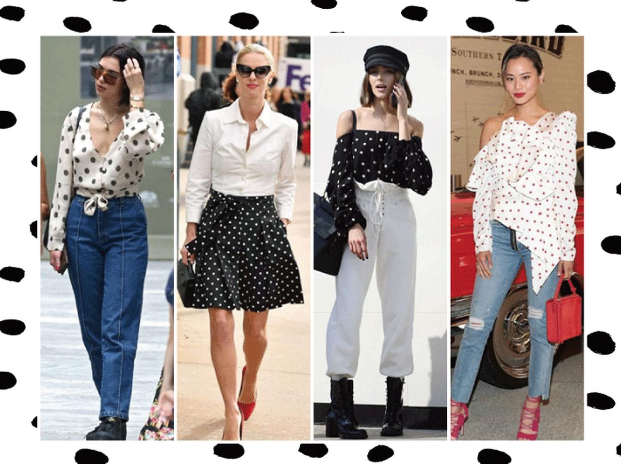秋のドットプリントコーデ!セレブSNAPがお手本♡