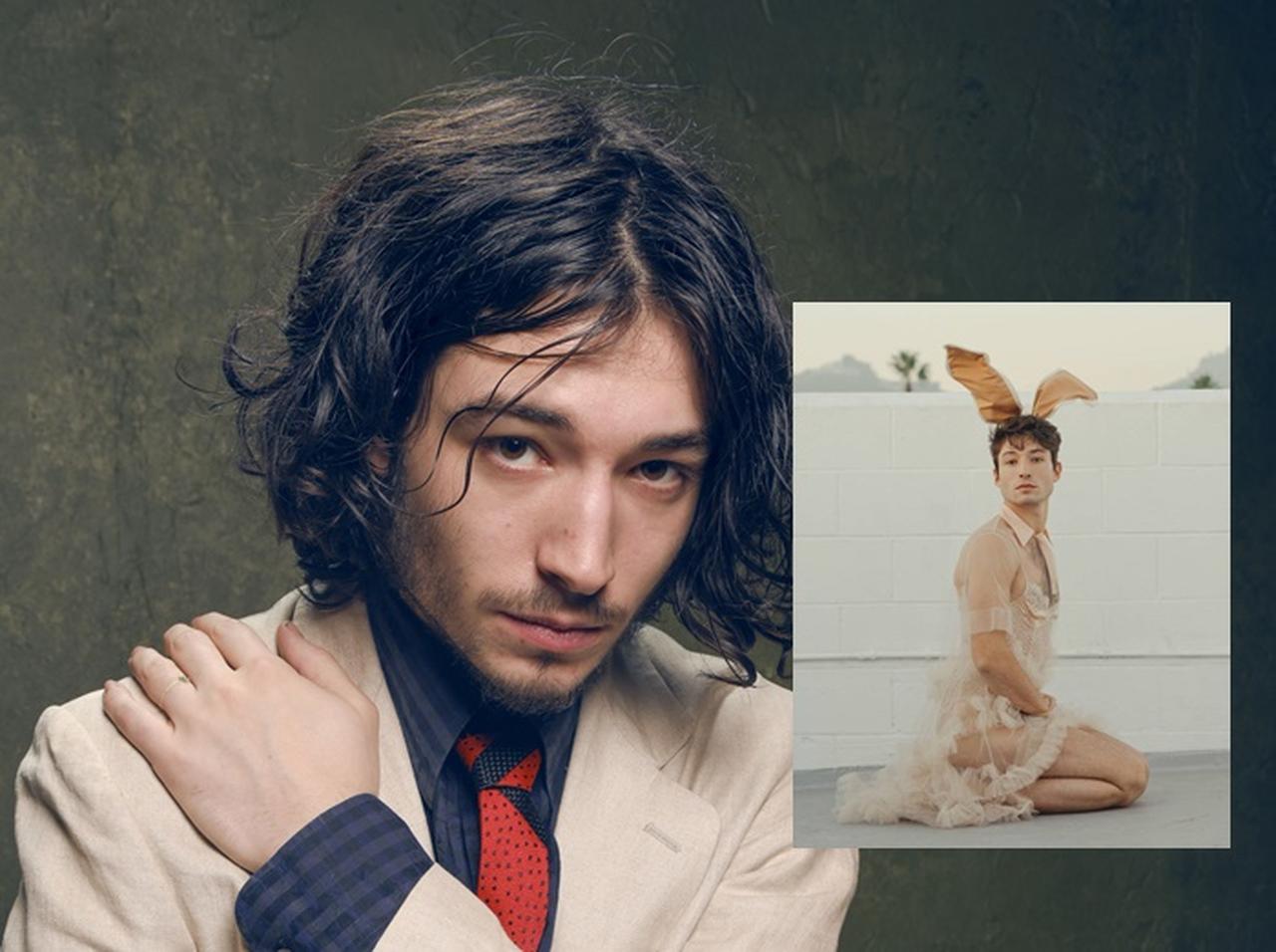 エズラ・ミラーがプレイボーイ誌に「網タイツ×ハイヒール」で圧巻の美