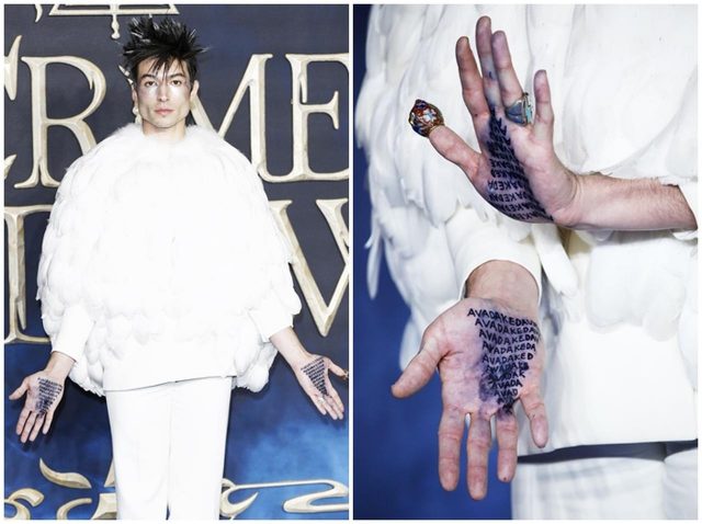 エズラ・ミラー、『ファンタビ』プレミアで手に呪文びっしり…その意味が怖すぎる