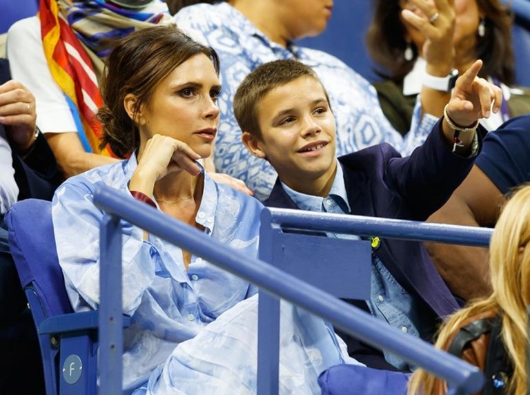 ベッカム家次男ロメオ、テニスプレイヤー錦織圭の試合を観戦して記念撮影