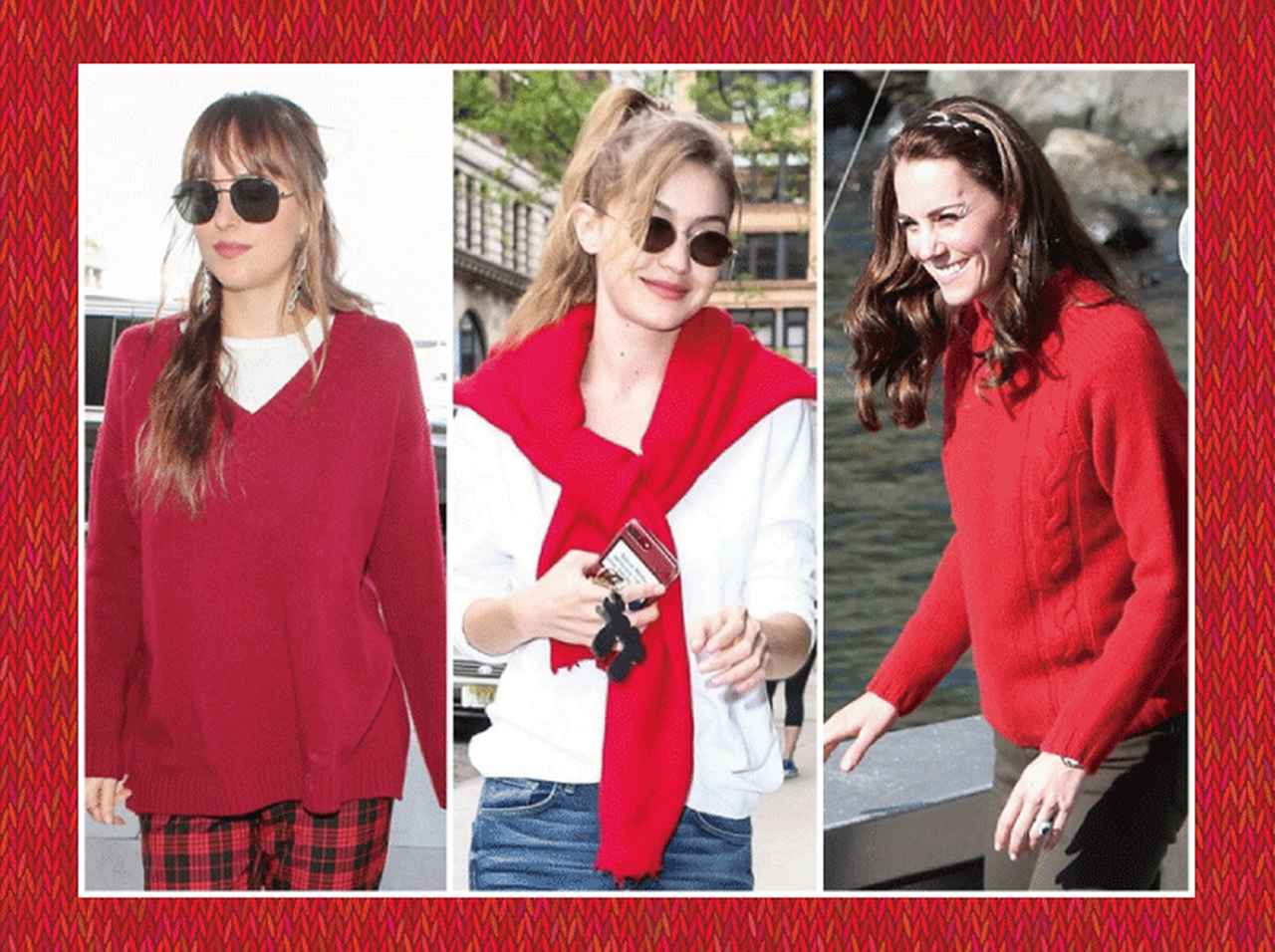 一点投入で華やぐ！“赤ニット”をおしゃれに着こなすアイディア集