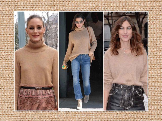 太って見えがちなベージュニット、すっきり細見えコーデに！