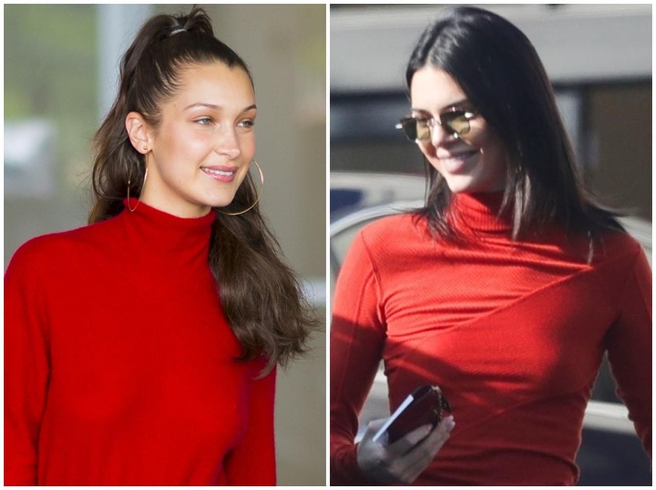 ベラ・ハディッドVSケンダル・ジェンナー、赤タートル+デニム対決!