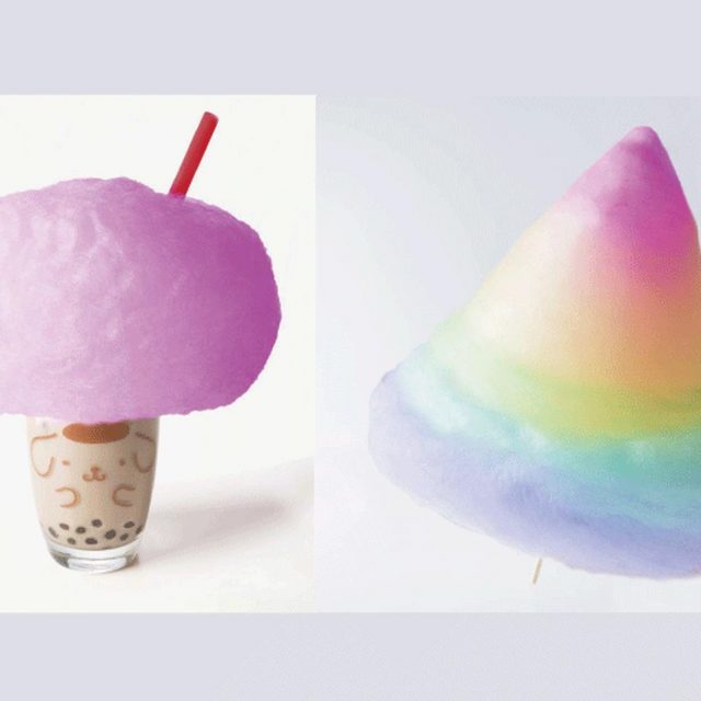 ポムポムプリンカフェで直径45cmカラフル綿あめ！