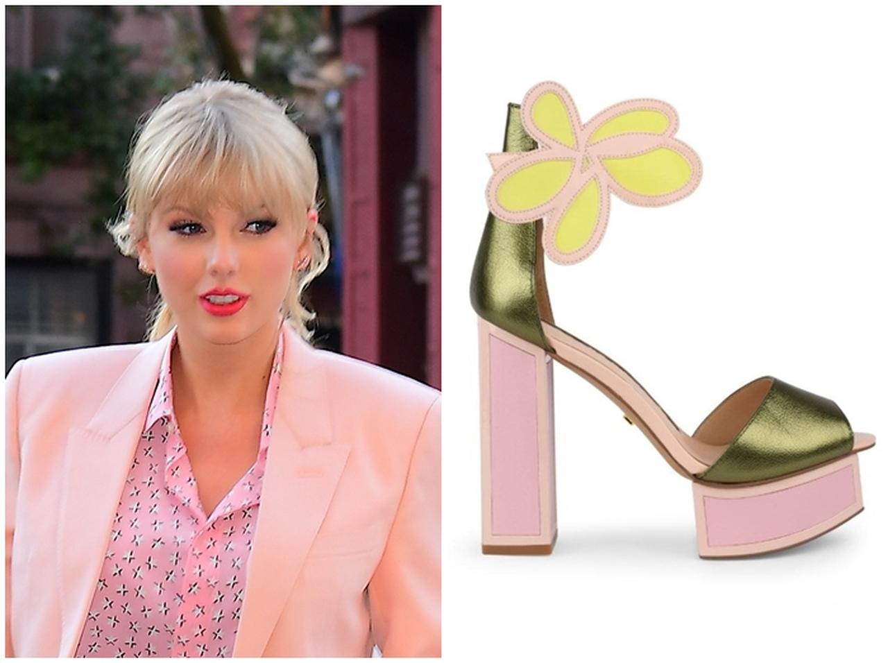 テイラー・スウィフト、キュートなサンダルで大人ピンクコーデ