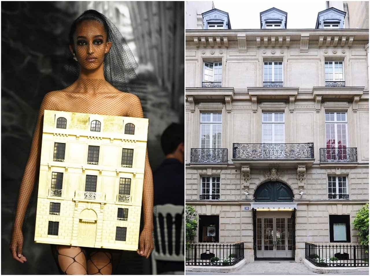 ディオール、「本社ビル」着たモデルがランウェイの最後飾る