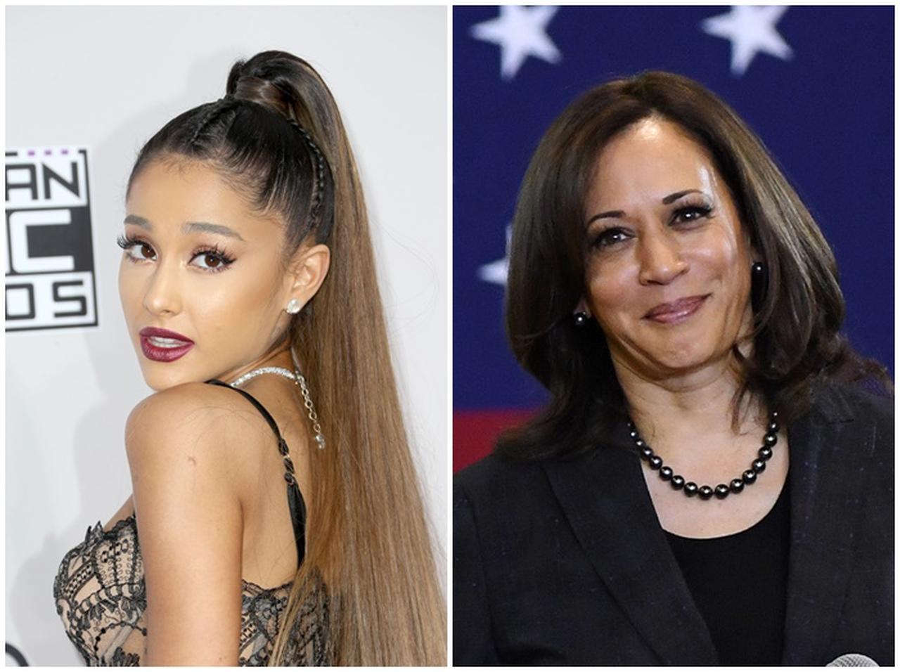 アリアナ・グランデ、大統領選の出馬目指す女性議員カマラ・ハリスと対面