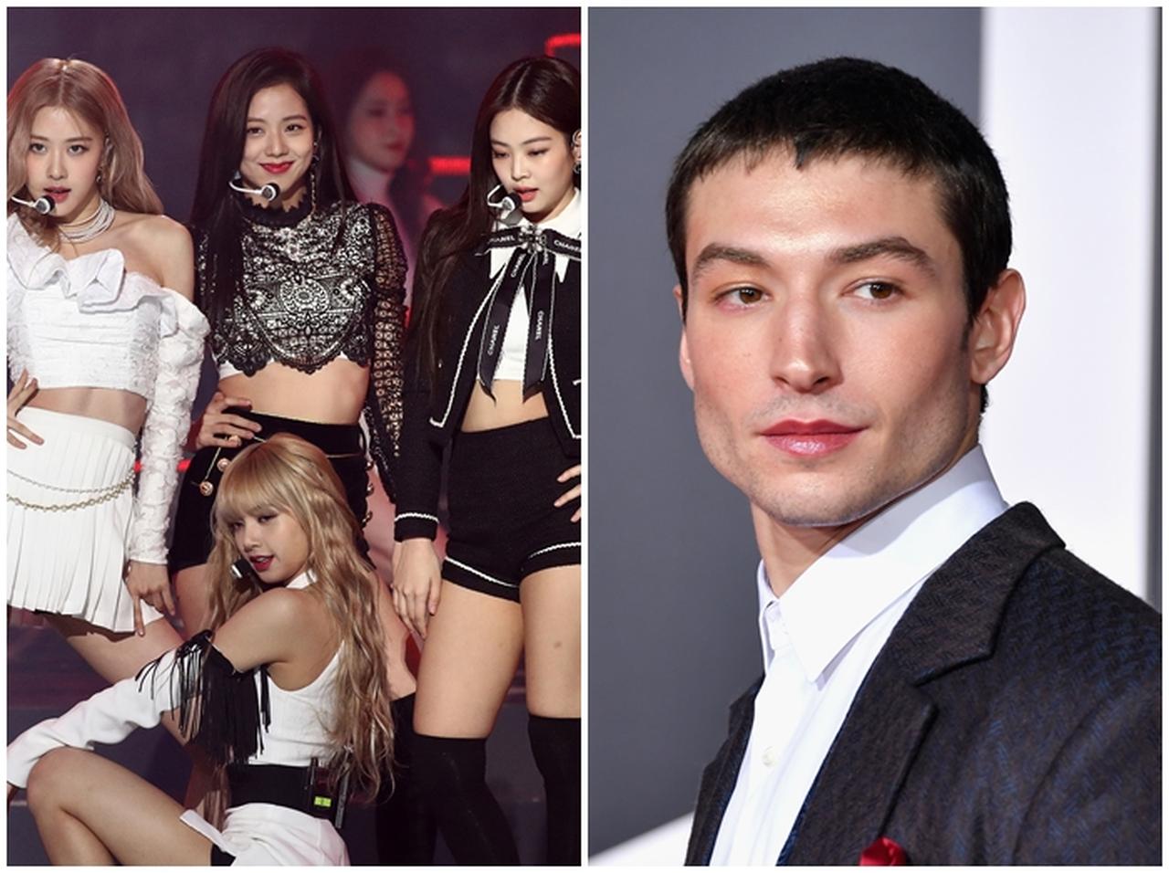 エズラ・ミラー、写真撮影でブラックピンクのメンバーの腰に“キュッ”としがみつく