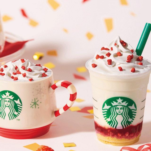 スタバ新作、ストロベリー ケーキのフラペチーノ♡