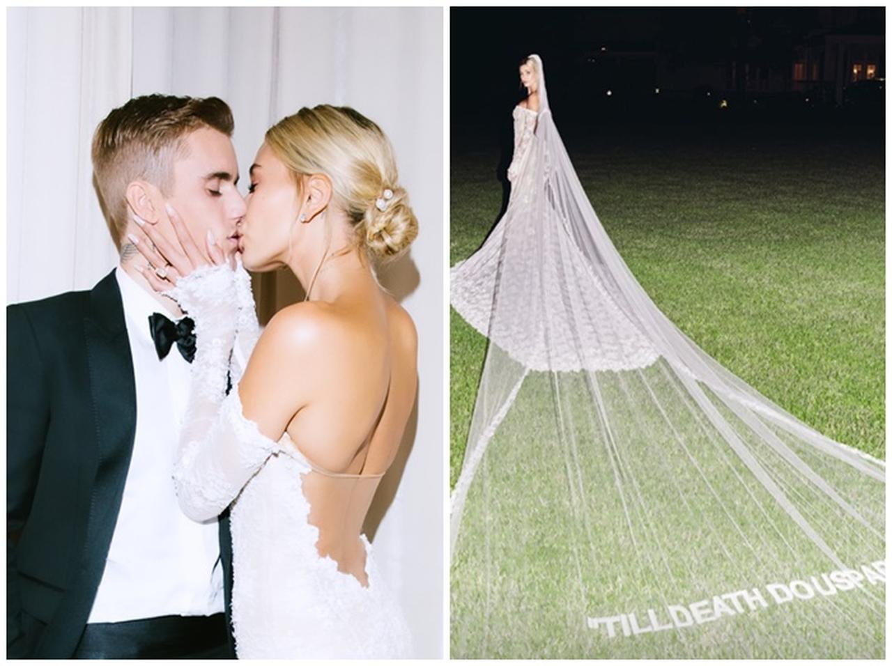 ヘイリー・ビーバー、ウェディングドレスのベールに「メッセージ」