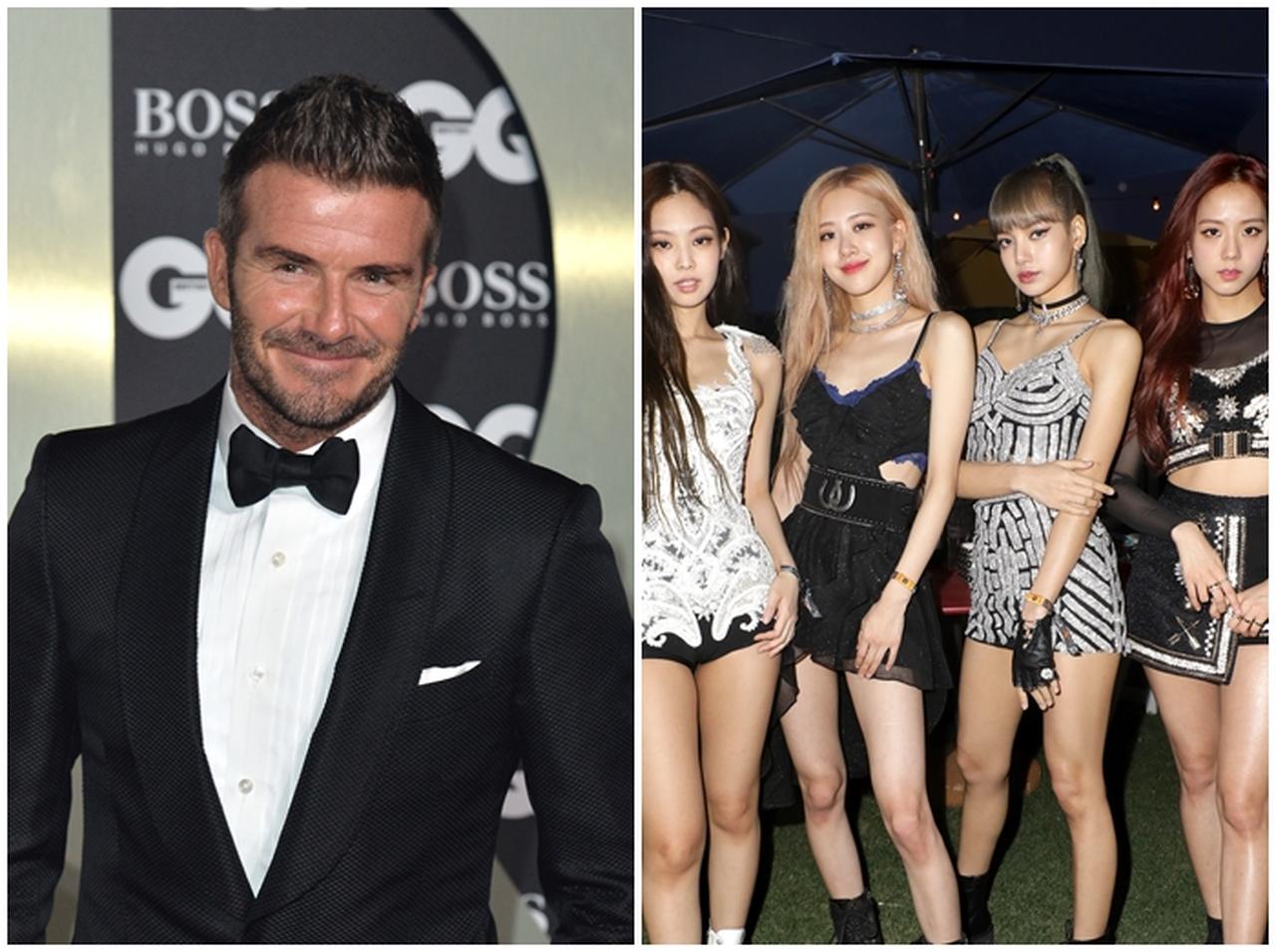 デビッド・ベッカム、韓国ブラックピンクと並ぶ様子がまるで「信号機」