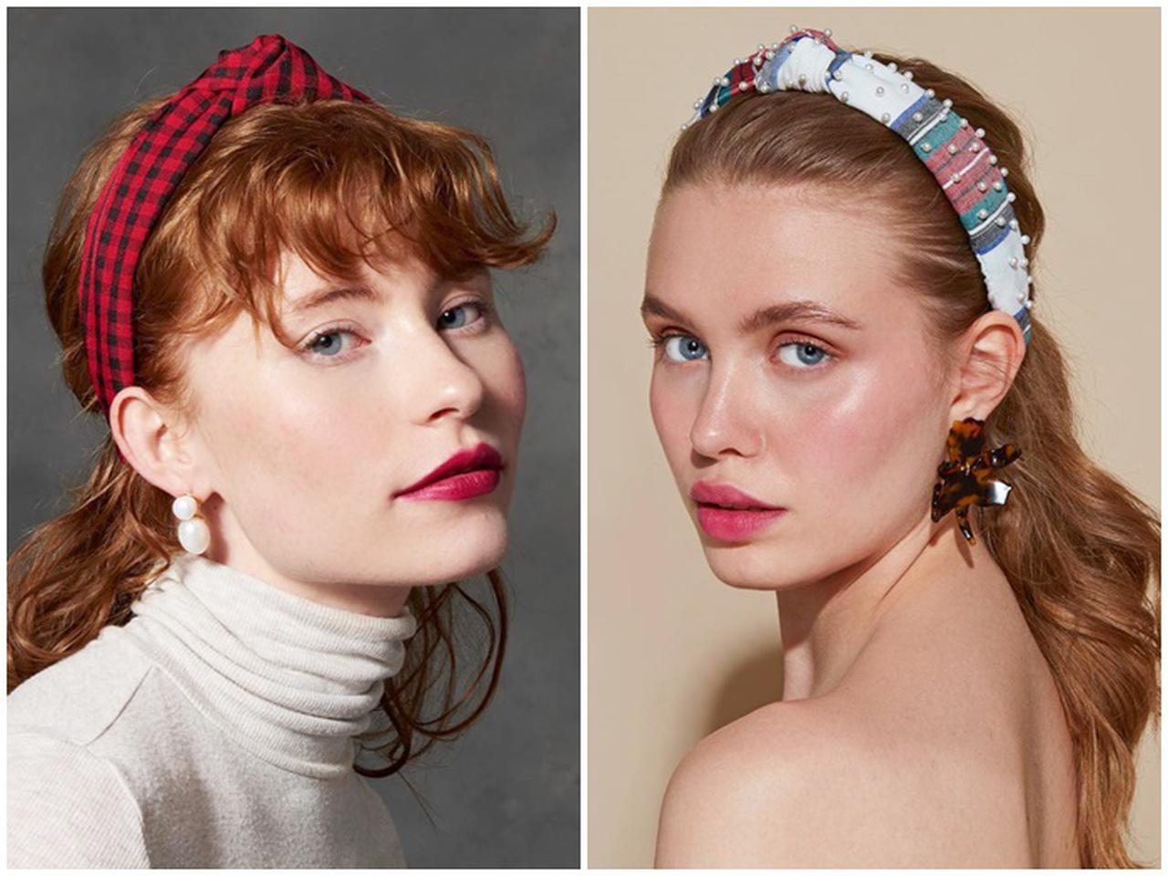 冬のヘアアレンジに！「チェック柄カチューシャ」は太めがオシャレ