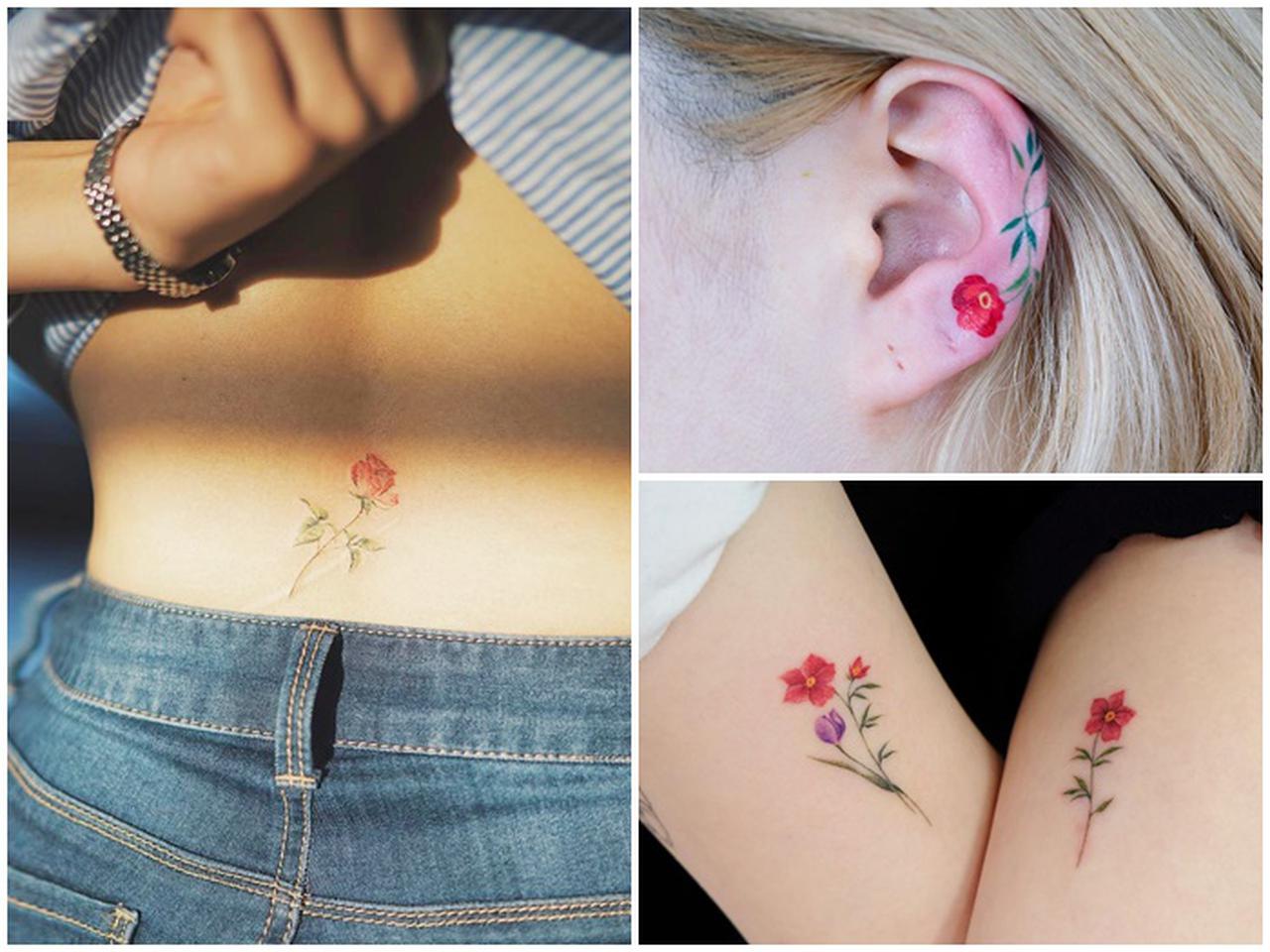 可憐でかわいい♡「フラワータトゥー」のオシャレなデザイン集
