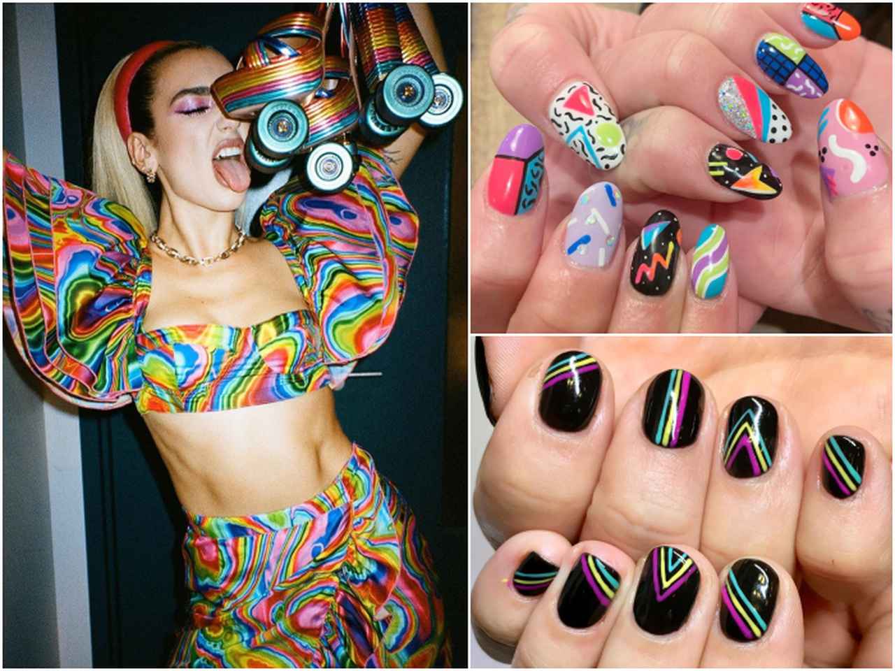 ちょっと派手なのが可愛い!「80年代風ネイル」にセレブも夢中
